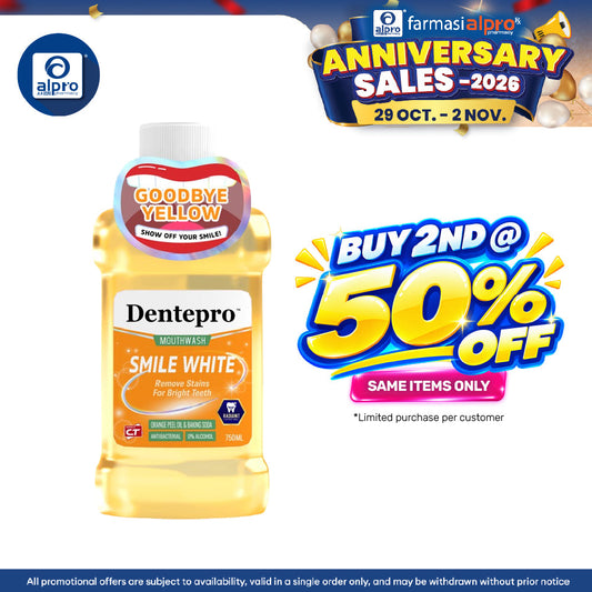 Dentepro Mouthwash Smile White 750ml | Safe for Daily