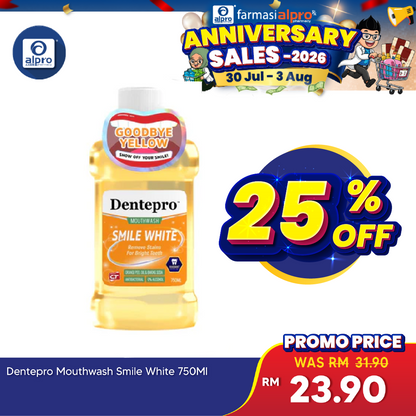 Dentepro Mouthwash Smile White 750ml | Safe for Daily Dentepro