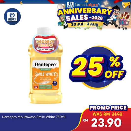 Dentepro Mouthwash Smile White 750ml | Safe for Daily Dentepro