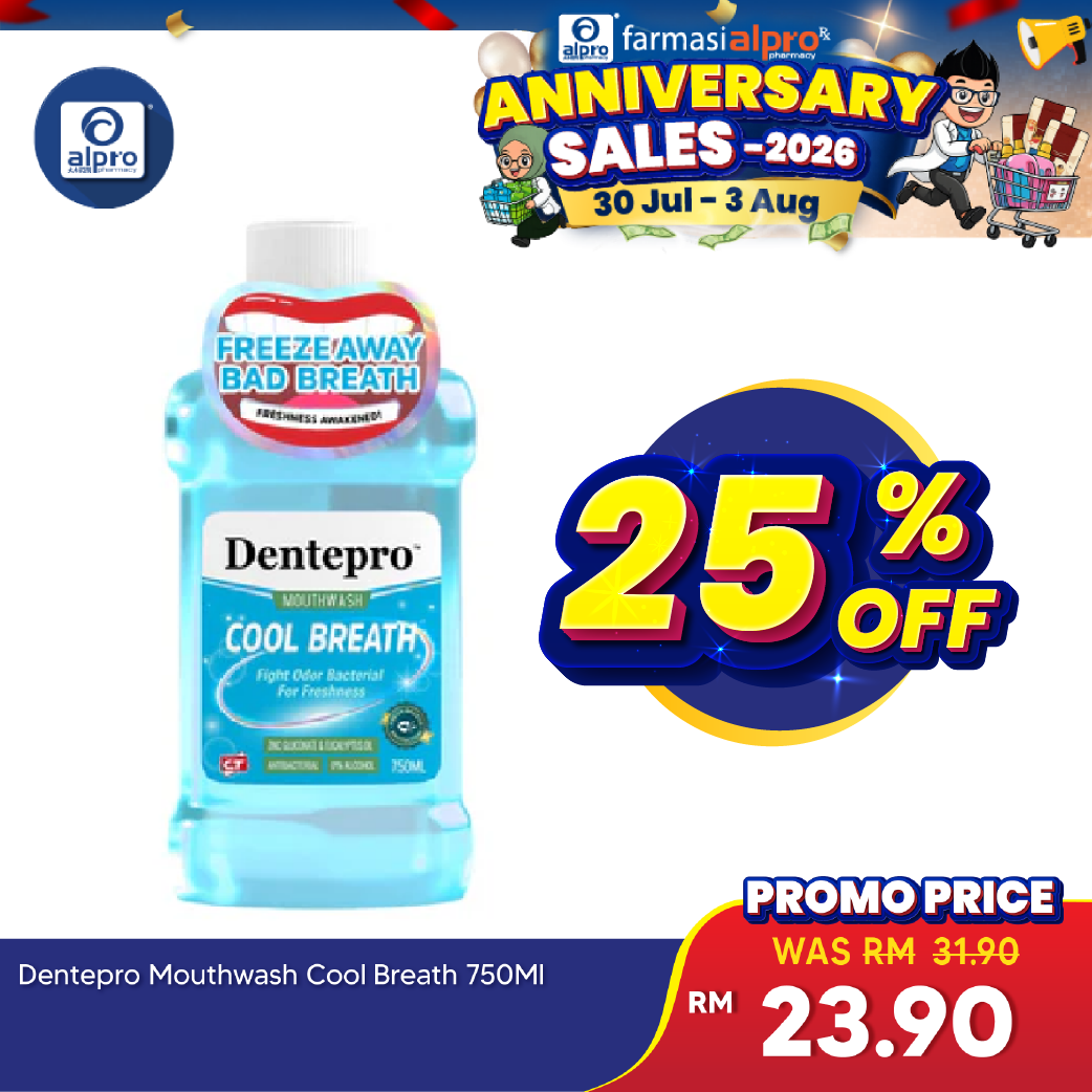 Dentepro Mouthwash Cool Breath 750ml | Fresh Sensation Dentepro