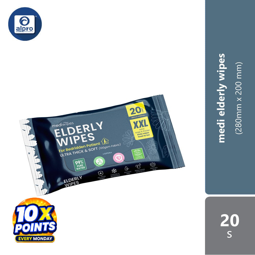 Medi Elderly Wipes 20s (280mm X 200mm) | Gentle On Skin Medi+
