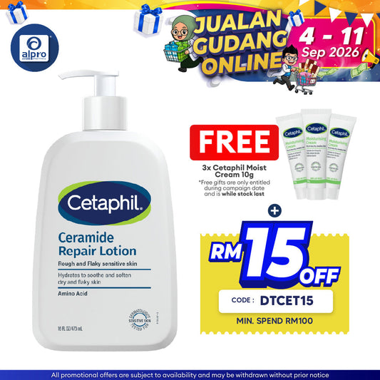 Cetaphil Ceramide Repair Lotion 473mL | Hydrate & Sooth Dry Flaky Skin Cetaphil
