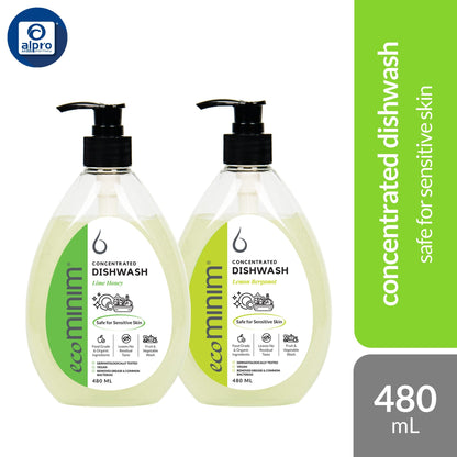 Ecominim Dishwash Liquid – (Honey Lime/ Lemon Bergamot) 480mL | Safe For Fruit & Vegetables ECOMINIM