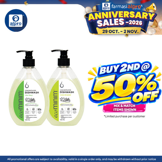 Ecominim Dishwash Liquid – (Honey Lime/ Lemon Bergamot) 480mL | Safe For Fruit & Vegetables