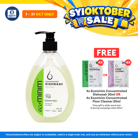 Ecominim Dishwash Liquid – (Honey Lime/ Lemon Bergamot) 480mL | Safe For Fruit & Vegetables