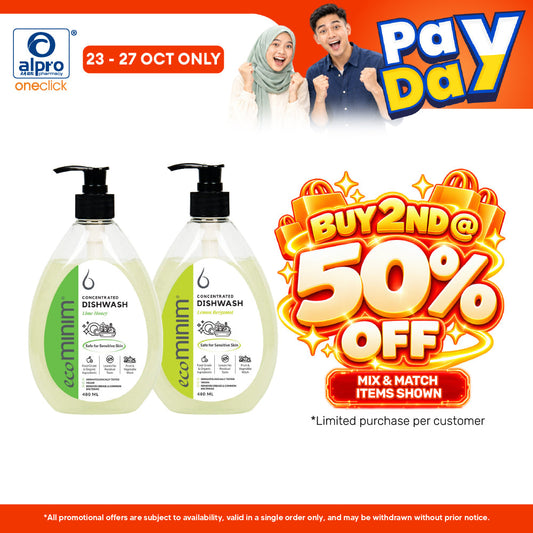 Ecominim Dishwash Liquid – (Honey Lime/ Lemon Bergamot) 480mL | Safe For Fruit & Vegetables