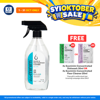 Ecominim Glass & Multi Cleaner - Skye Fresh 500mL | Non-Corrosive Solution & Fast-Drying Formula