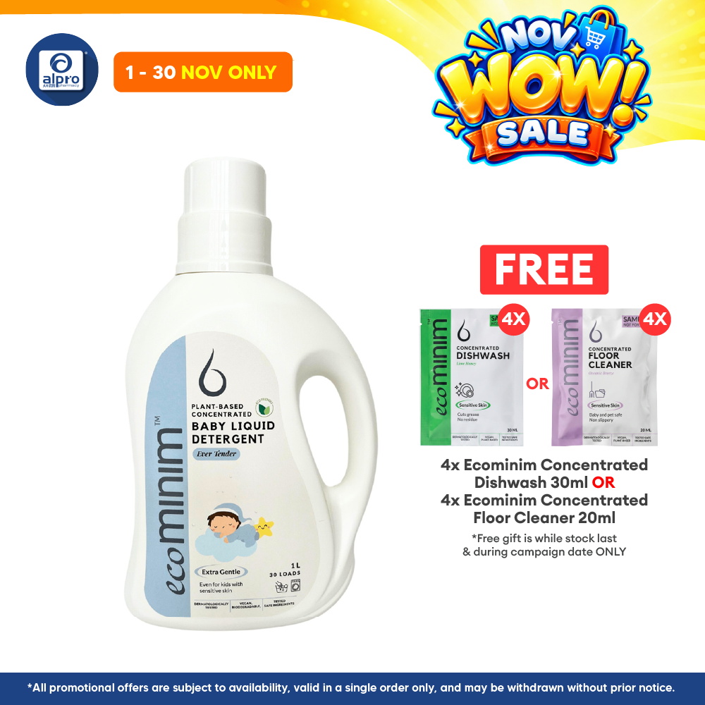 Ecominim Baby Detergent Liquid - Ever Tender 1L | Food-Grade Ingredients Delicate on Baby Clothes
