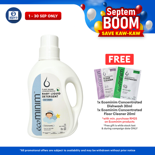 Ecominim Baby Detergent Liquid - Ever Tender 1L | Food-Grade Ingredients Delicate on Baby Clothes ECOMINIM