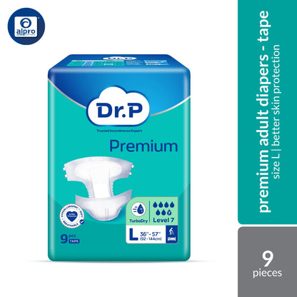 Dr. P Premium Level 7 Adult Diapers (Size M 10s / L 9s / XL 8s) | Hypoallergenic & More Skin Protection