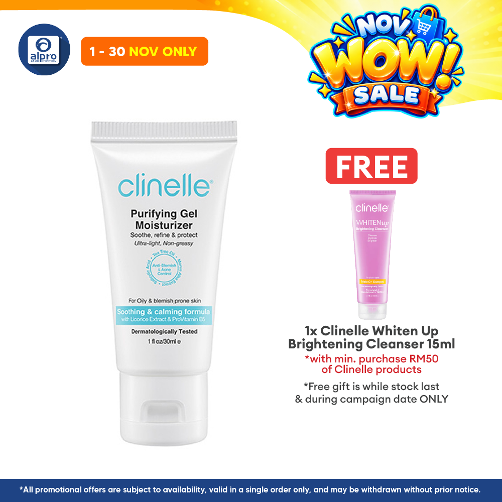 Clinelle Purifying Gel Moisturizer 30mL | Soothing & Calming Formula
