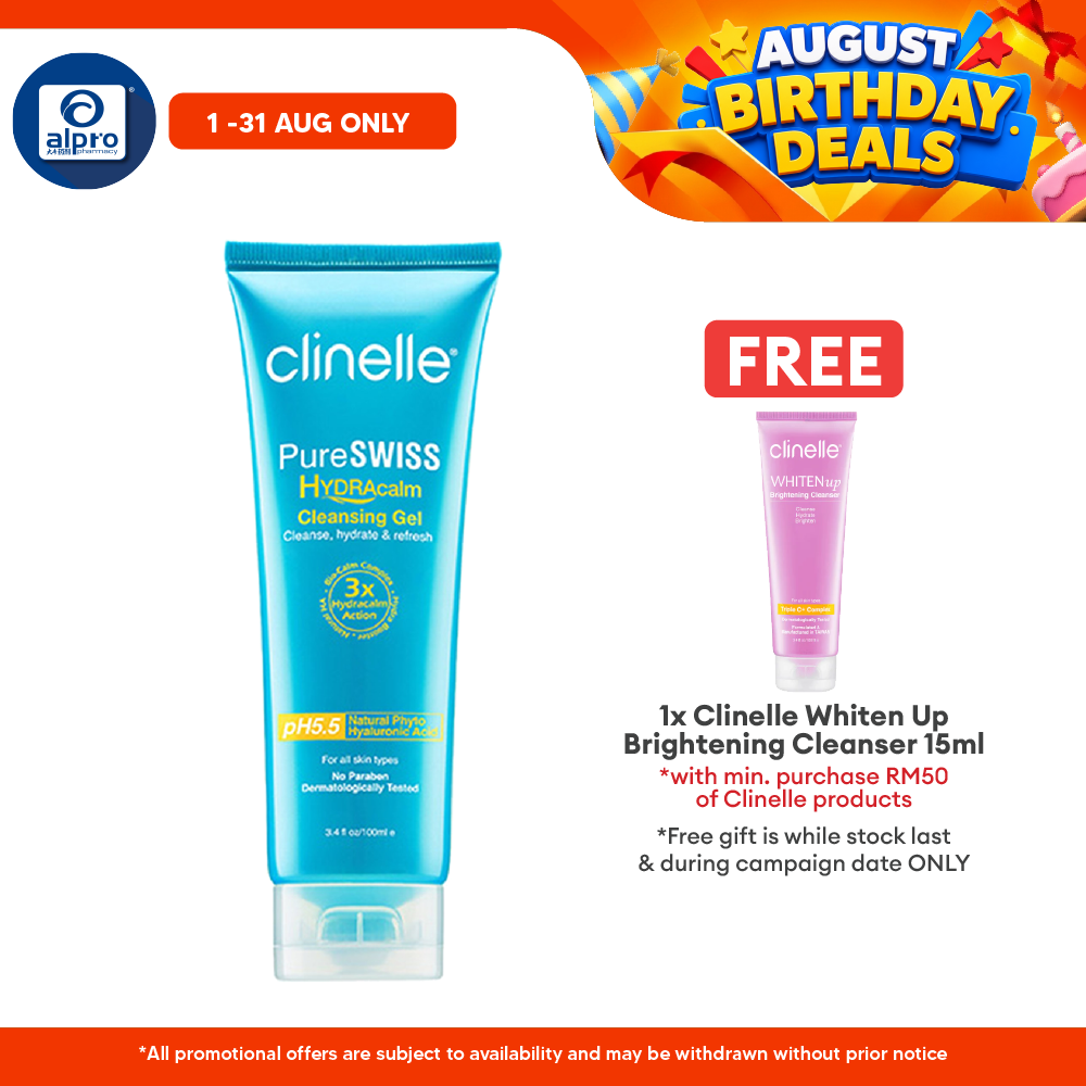 Clinelle PureSWISS HYDRAcalm Cleansing Gel 100mL | Delicately Cleanses Impurities Clinelle