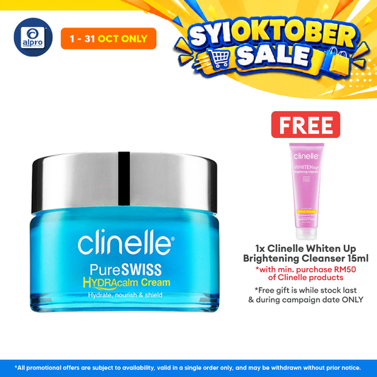 Clinelle PureSWISS HYDRAcalm Cream 40mL | Reduces Dry Lines & Oil Secretion
