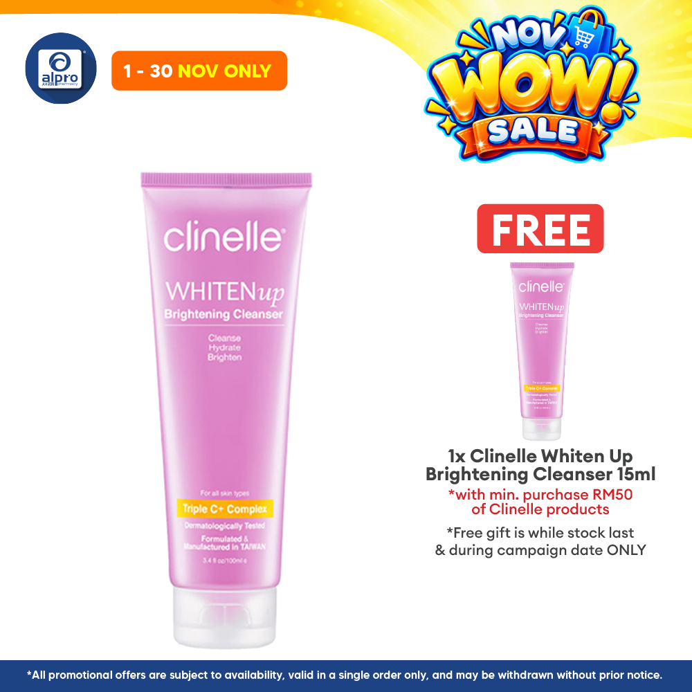 Clinelle WHITENup Brightening Cleanser 100mL | Gentle Non-Drying Formula & Whitens Skin