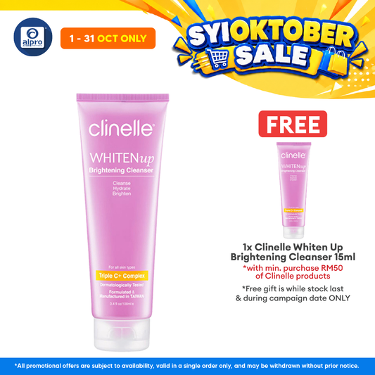 Clinelle WHITENup Brightening Cleanser 100mL | Gentle Non-Drying Formula & Whitens Skin