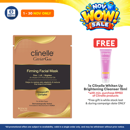 Clinelle CaviarGold Firming Facial Mask 25mL | Boosts Skin Elasticity & Smoothness