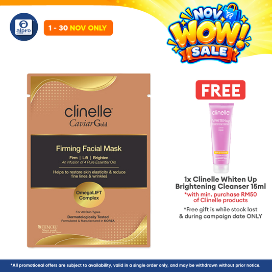 Clinelle CaviarGold Firming Facial Mask 25mL | Boosts Skin Elasticity & Smoothness