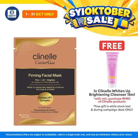 Clinelle CaviarGold Firming Facial Mask 25mL | Boosts Skin Elasticity & Smoothness
