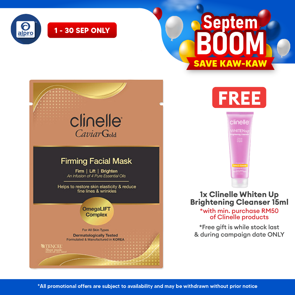 Clinelle CaviarGold Firming Facial Mask 25mL | Boosts Skin Elasticity & Smoothness Polylab