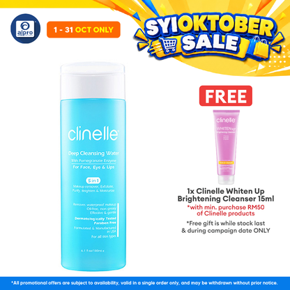 Clinelle Deep Cleansing Water 180mL | Removes Waterproof Makeup Without Leaving Any Oily Residue