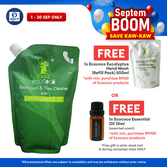 ecococo Lemongrass Bathroom & Tiles Cleaner Refill 1kg | Refreshing Lemongrass Fragrance ecococo