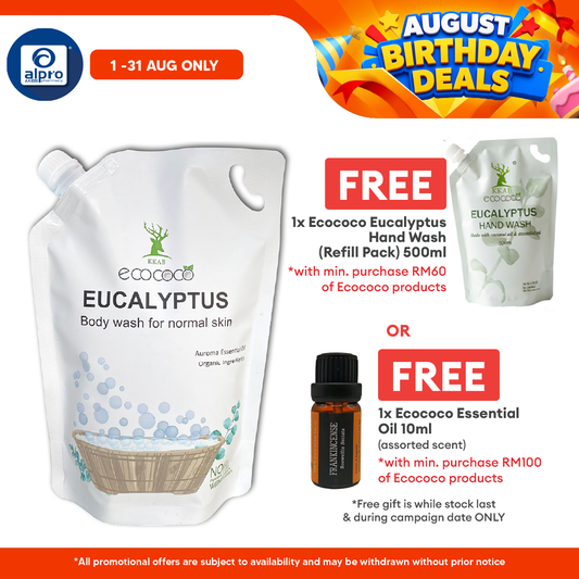 ecococo Eucalyptus Body Wash Refill 1kg | Skin Friendly & Moisturising Effect ecococo
