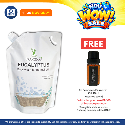 ecococo Eucalyptus Body Wash Refill 1kg | Skin Friendly & Moisturising Effect