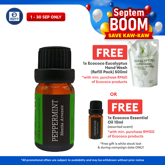 ecococo Peppermint Essential Oil 10mL | Boosts Energy & Focus ecococo