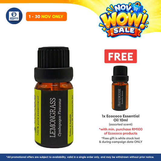 ecococo Lemongrass Essential Oil 10mL | Natural Insect Repellent