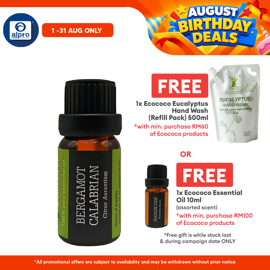 ecococo Bergamot Essential Oil 10mL | Relieve Stress & Boosts Mood ecococo
