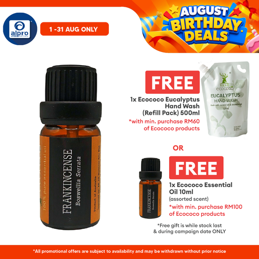 ecococo Frankincense Essential Oil 10mL | Reduce Stress & Anxiety ecococo