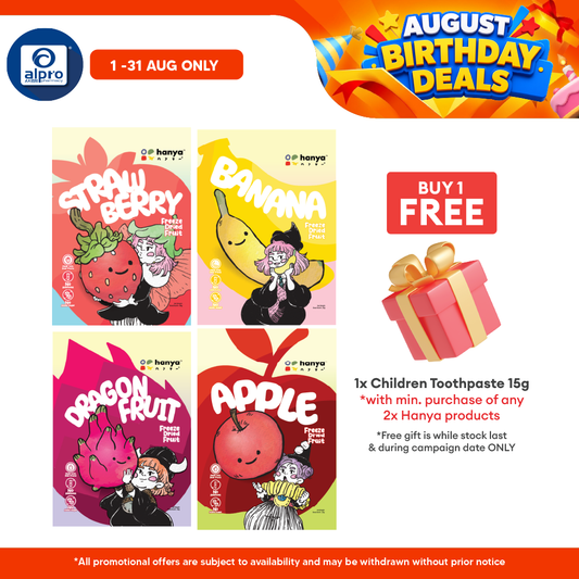 Hanya Freeze-Dried Fruit Chips 20g | Kids Healthy Snacks (Strawberry/Banana/Dragonfruit/Apple) Hanya