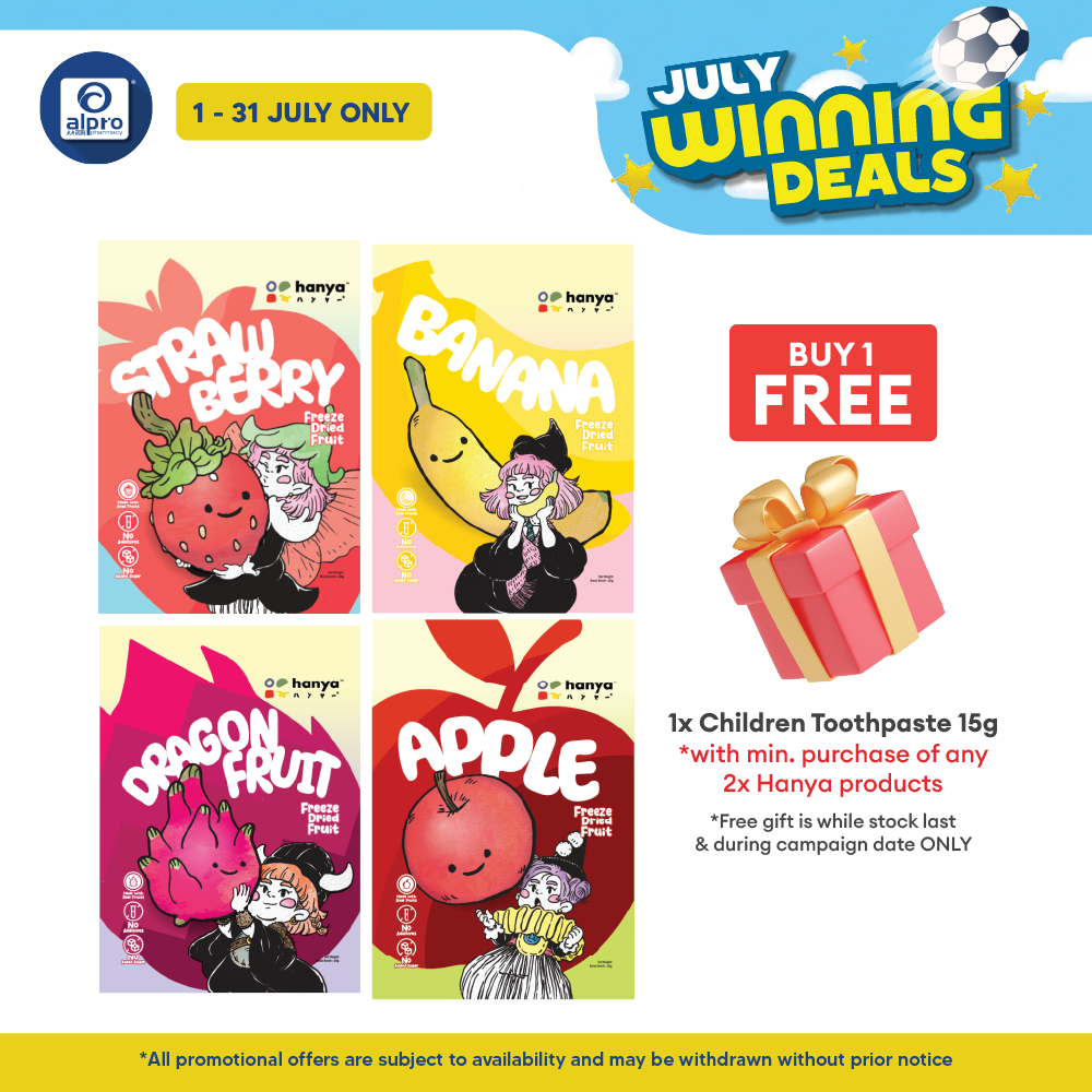 Hanya Freeze-Dried Fruit Chips 20g | Kids Healthy Snacks (Strawberry/Banana/Dragonfruit/Apple) Hanya