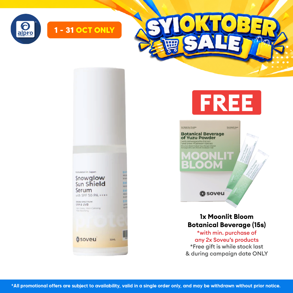 Soveu Snowglow Serum Shield SPF 50 PA++++ 30mL | Lightweight Texture & Shield from Harsh Sun