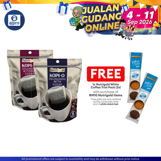 Nutrigold Kopi-O (With 15g ×8s / Without 10g ×10s) Sugar Pot Bag Nutrigold