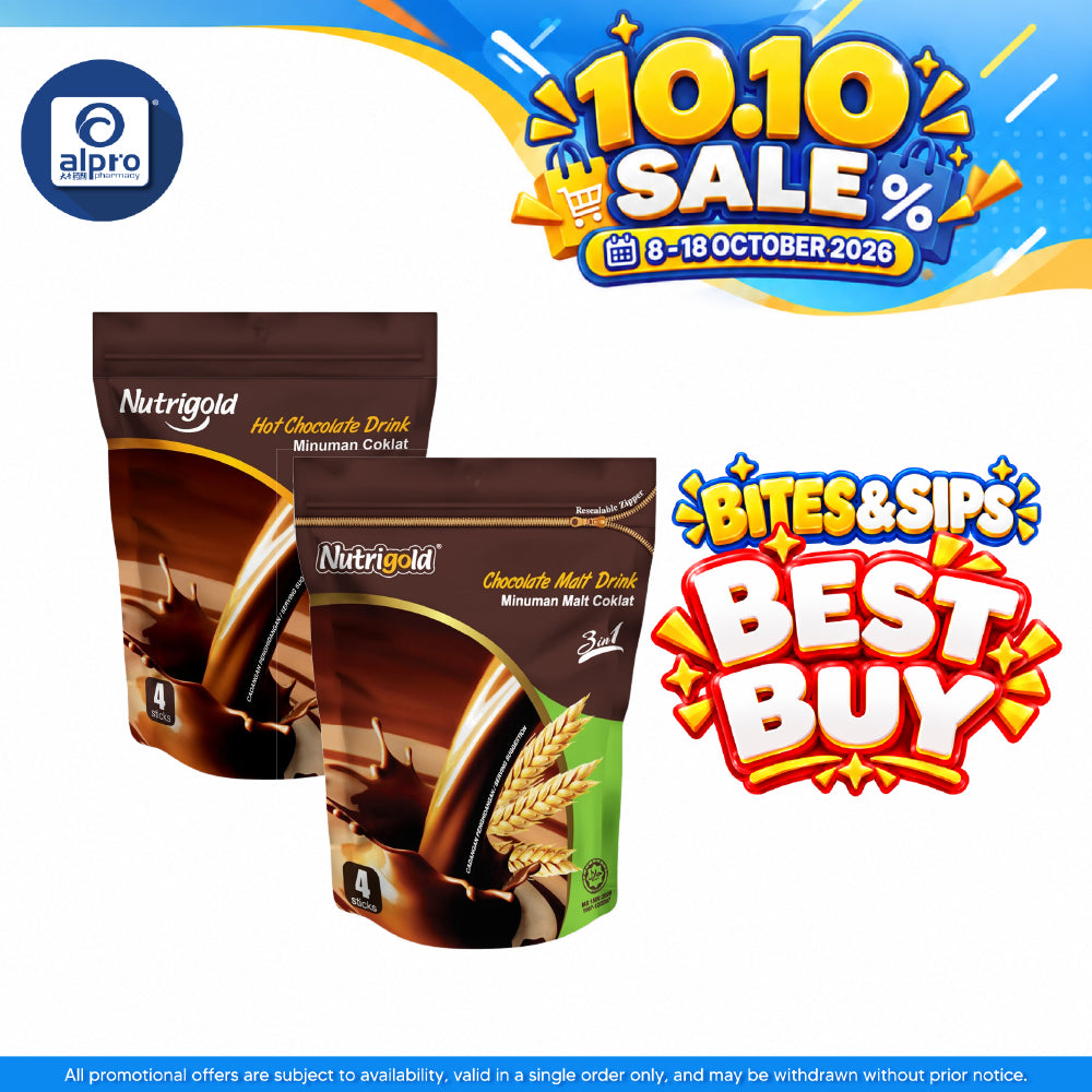 Nutrigold 3-in-1 Hot Chocolate/ Chocolate Malt 30g ×4s | 3-In-1 Convenient Stick Pack