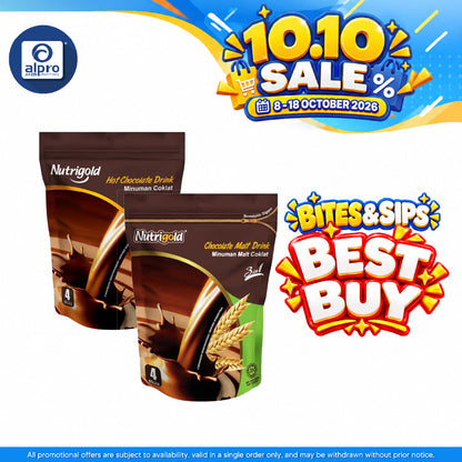 Nutrigold 3-in-1 Hot Chocolate/ Chocolate Malt 30g ×4s | 3-In-1 Convenient Stick Pack
