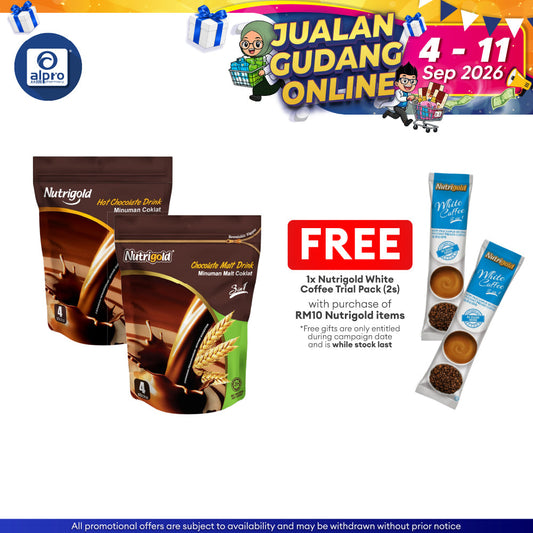 Nutrigold 3-in-1 Hot Chocolate/ Chocolate Malt 30g ×4s | 3-In-1 Convenient Stick Pack Nutrigold
