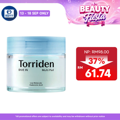 Torriden Dive-In Low Molecular Hyaluronic Acid Multi Pad 80s | Instantly Replenishes Skin Moisture
