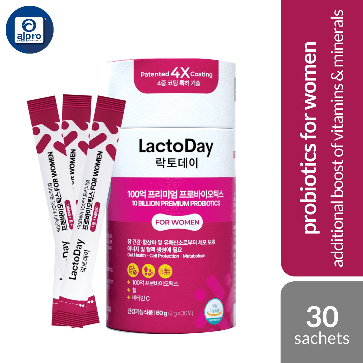 LactoDay For WOMEN 10 Billion CFU Probiotics (2g × 30Sachets) | For Balance Gut LactoDay
