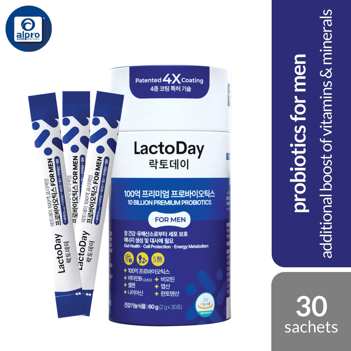 LactoDay For MEN 10 Billion CFU Probiotics (2g × 30Sachets) | For Balance Gut LactoDay