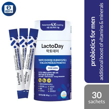 LactoDay For MEN 10 Billion CFU Probiotics (2g × 30Sachets) | For Balance Gut LactoDay