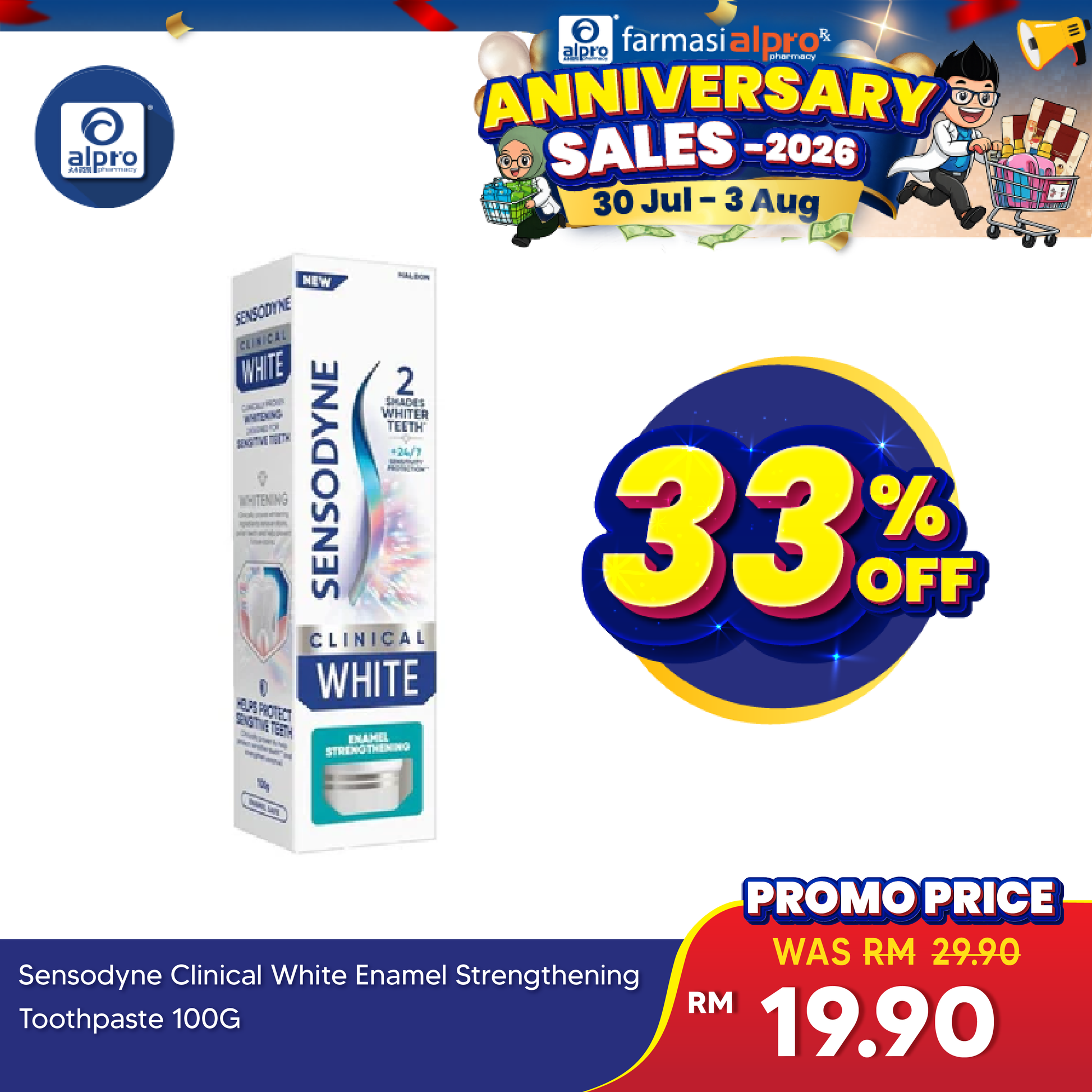 Sensodyne Clinical White Enamel Strengthening Toothpaste 100g | Gentle-Feeling Sensodyne