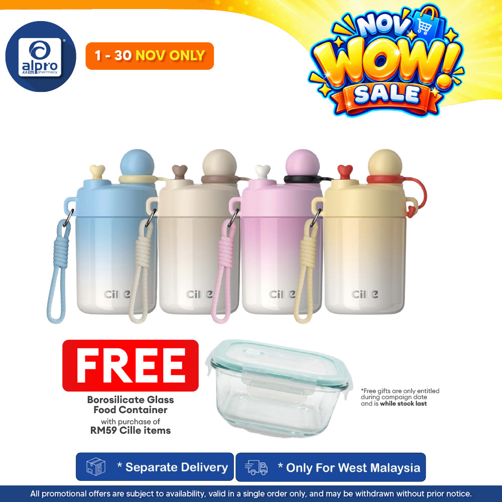 Cille Stainless Steel Kid Water Bottle Pastel with Straw Strap 450mL (XB-25151-450) | 316 Stainless Steel & Food-Grade