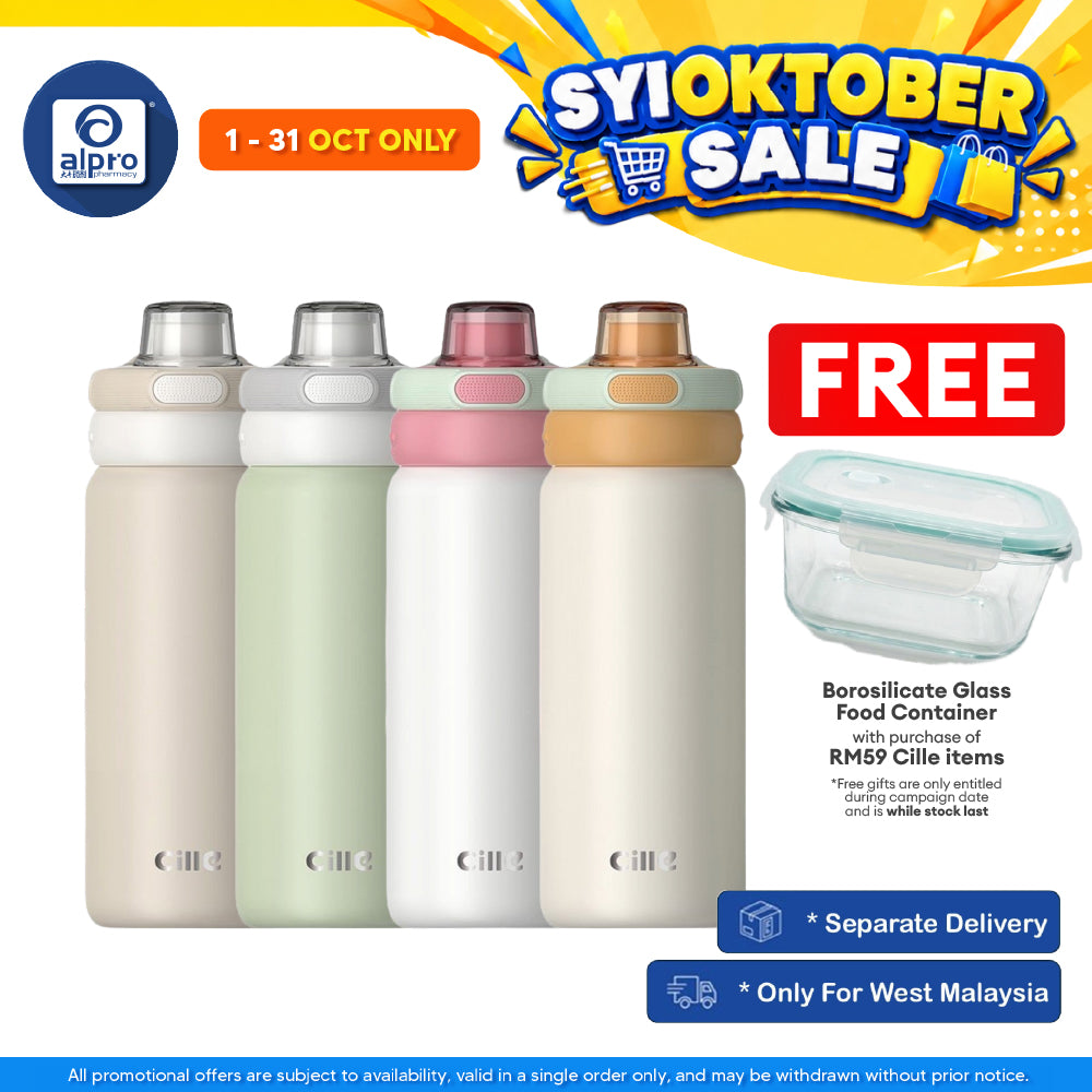 Cille 6-Layer Insulated 316 Stainless Steel Bottle Dual Direct Drink & Straw Mouth 560mL (XB-25106-560) | Cute Design
