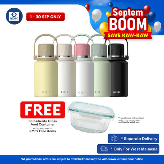 Cille Premium 316 Stainless Steel Insulated Thermos Flask with Straw & Direct Drink Mouth 900mL (XB-25148-900) Cille