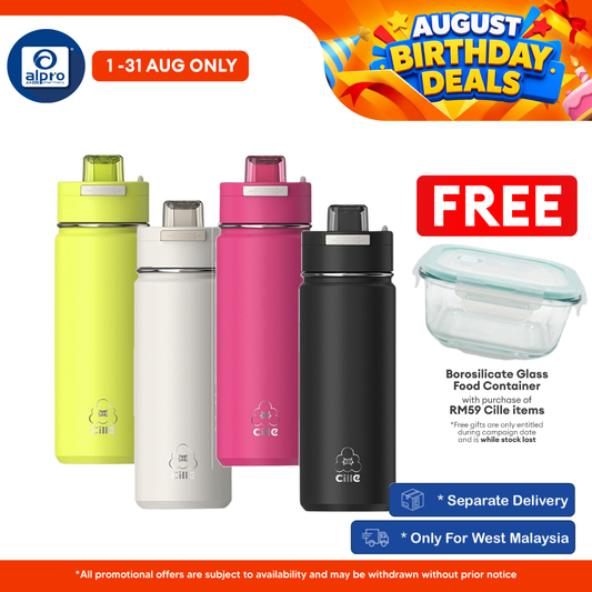 Cille 314 Stainless Steel Tumbler 600mL (XB-25101-600) | Leak-Proof with Straw & Direct Drinking Cille