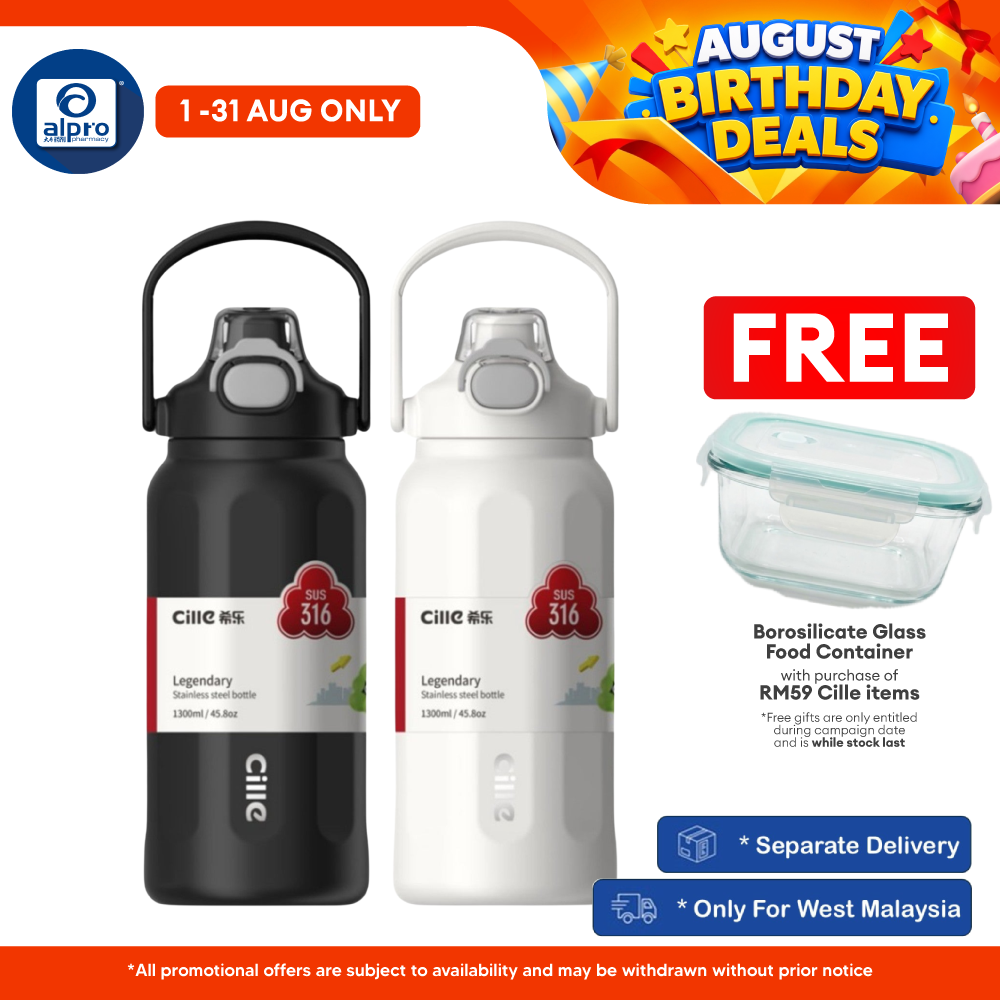 Cille 316 Stainless Steel Thermal Bottle 1300mL (XB-25161-1.3) | Leak-Proof & One Click Open Cap Cille