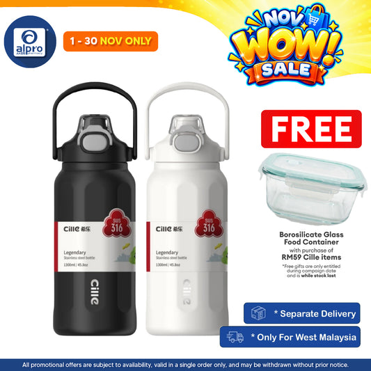Cille 316 Stainless Steel Thermal Bottle 1300mL (XB-25161-1.3) | Leak-Proof & One Click Open Cap