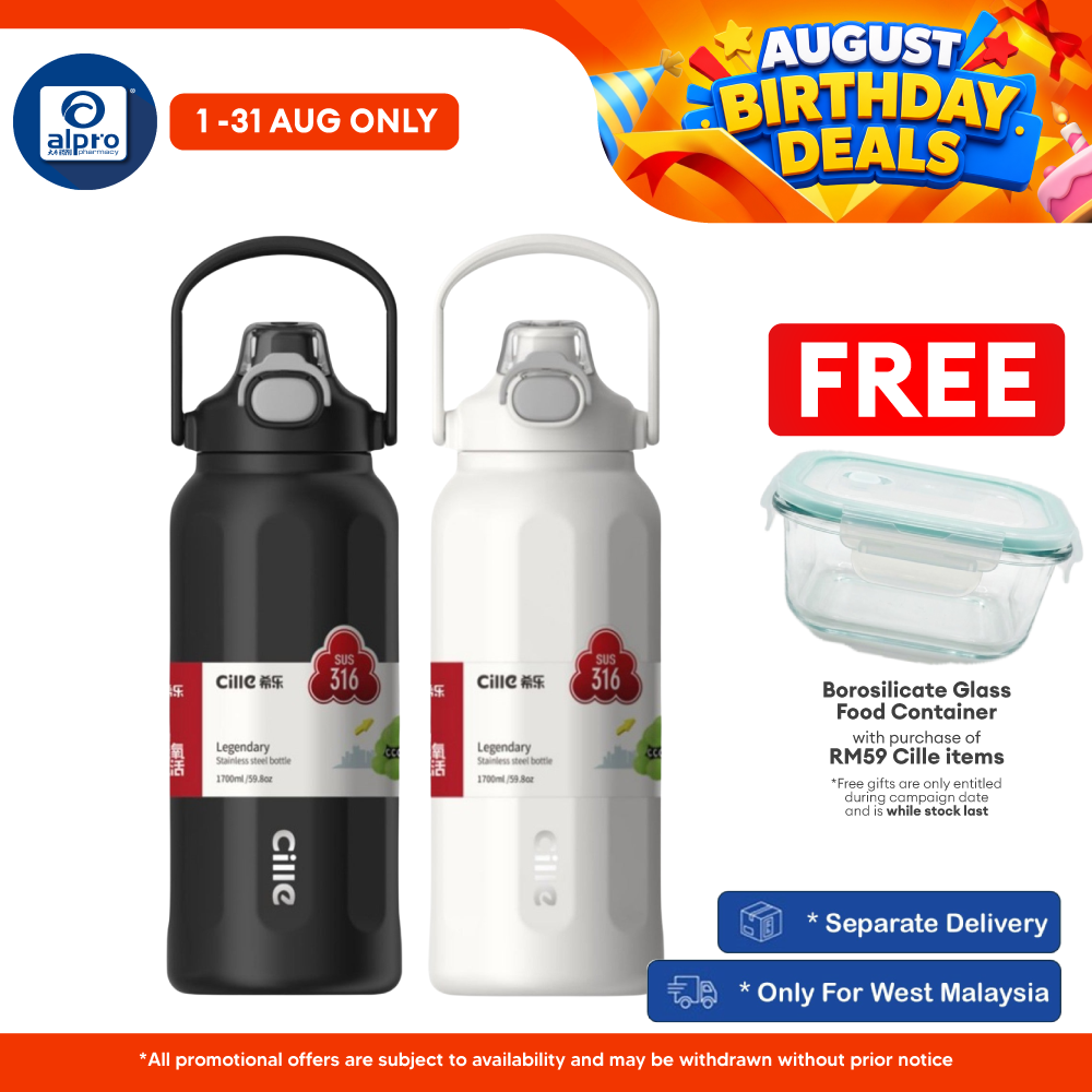 Cille 316 Stainless Steel Thermal Bottle 1700mL (XB-25161-1.7) | Leak-Proof & One Click Open Cap Cille